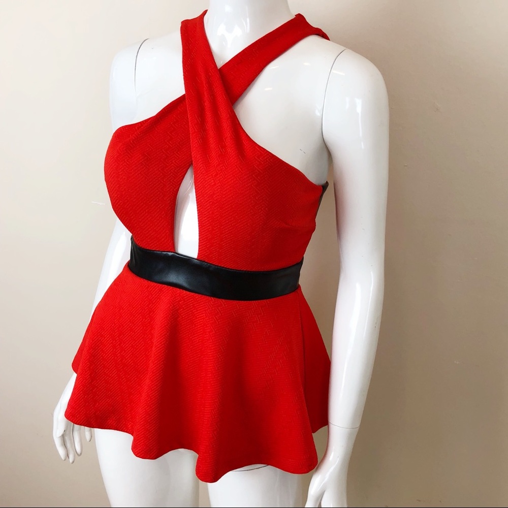 2B BEBE | Red and Black top XS